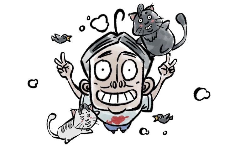 一个人两只猫 敲碎石头 漫画封面