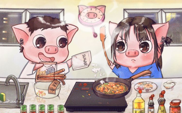 叫做狗子和喵喵的猪猪的日常 RoheYing 漫画封面